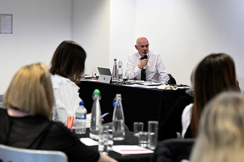 TRFS leader addressing a staff forum